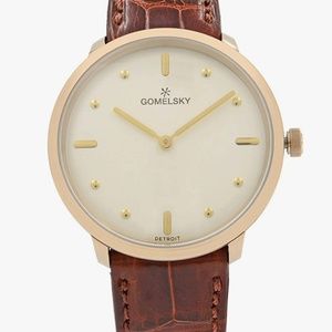 Gomelsky by Shinola Audry Rose Cream Dial Alligator Brown Leather Strap